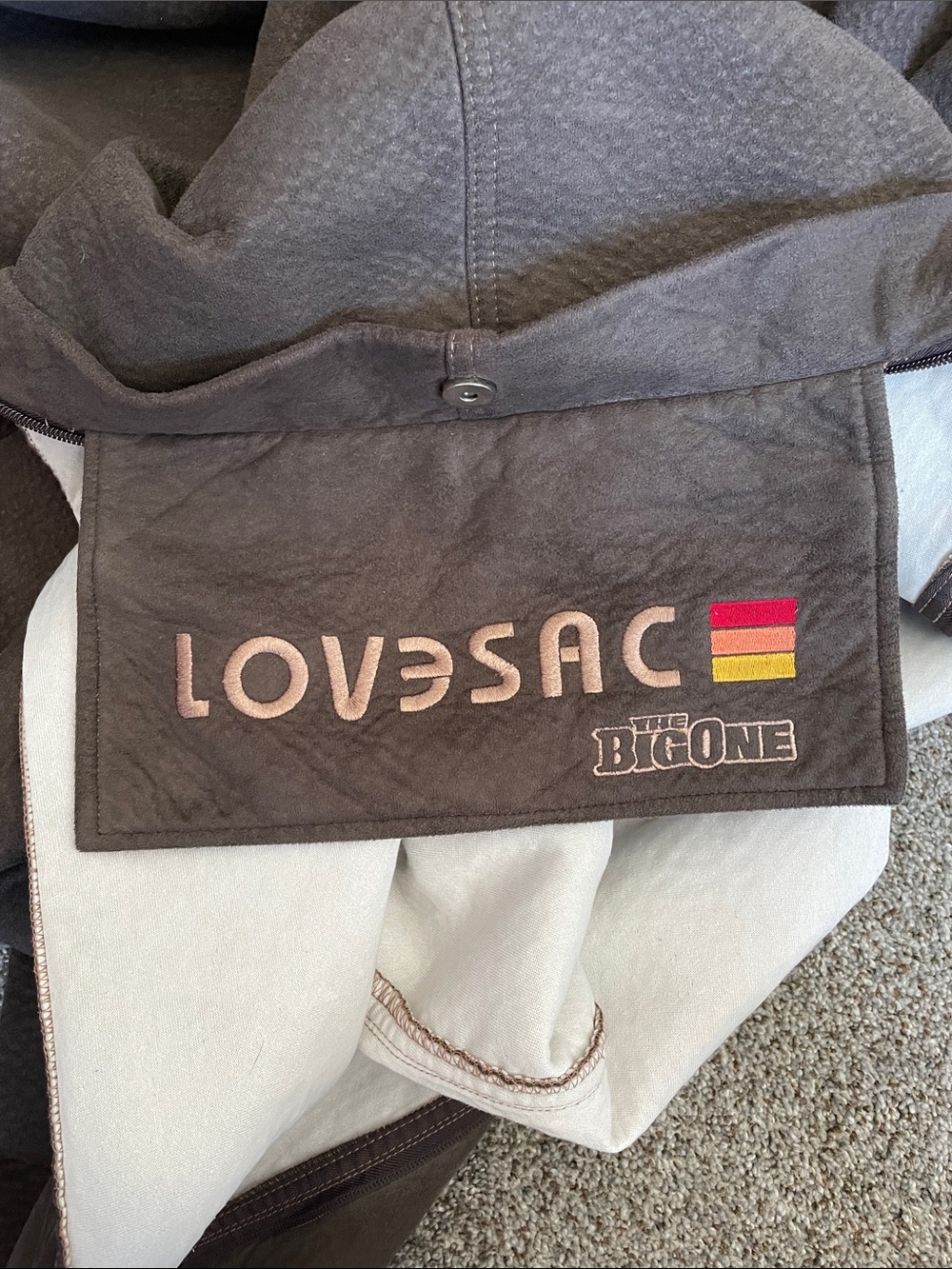 Lovesac The Big One Espresso Plushsuede Cover Chocolate Brown Hippie beanbag